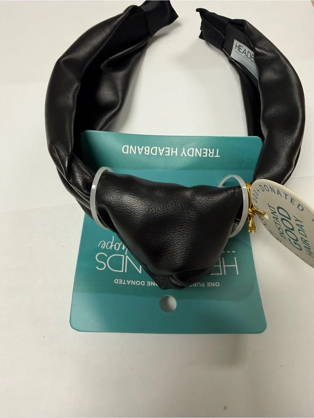 Brooklyn Black Faux Leather Knotted Headband - Headbands of Hope NWT